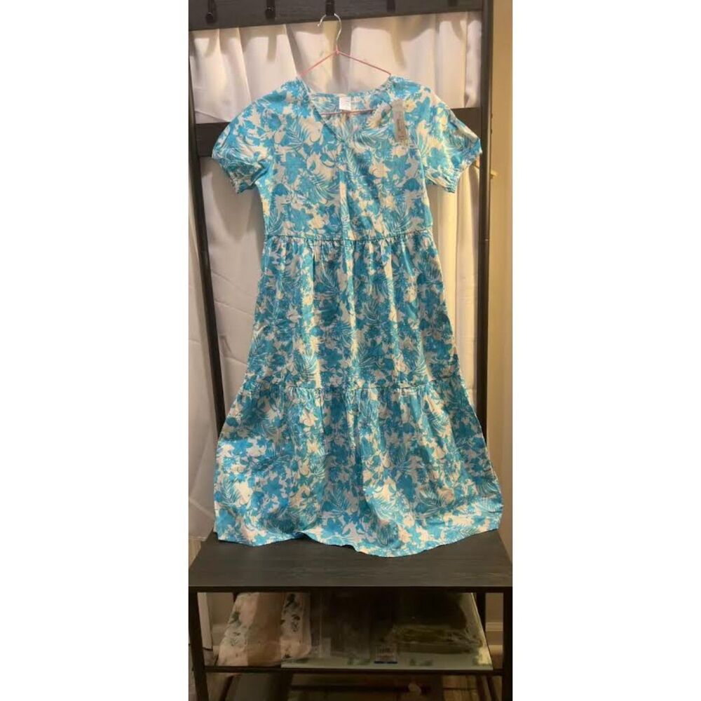 NWT Girls Peyton & Parker Blue Floral Tiered Maxi Dress Size 10/12